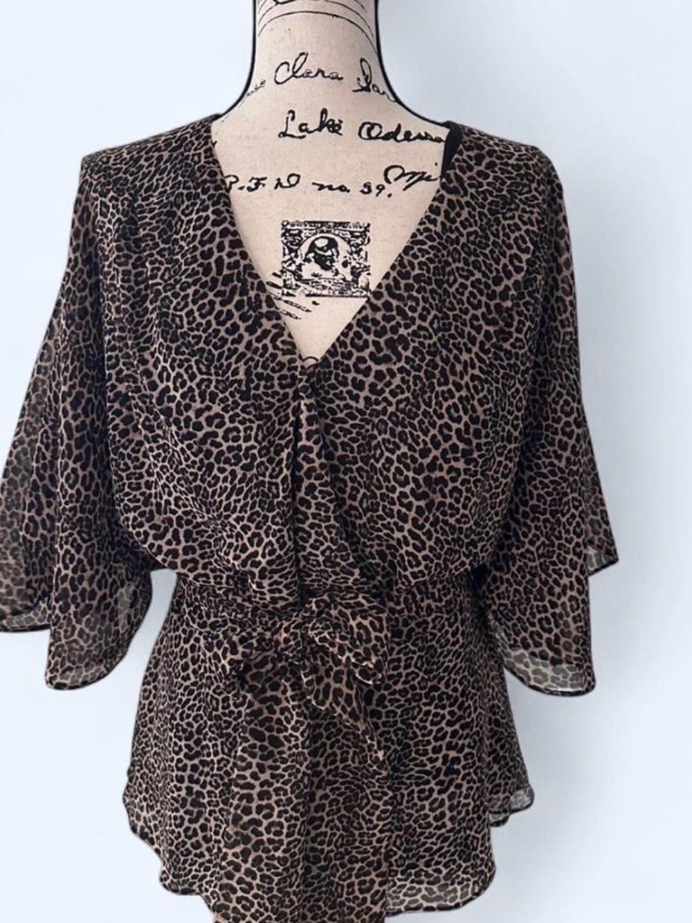 City Chic trendy plus size leopard-print faux-wrap top Size 14